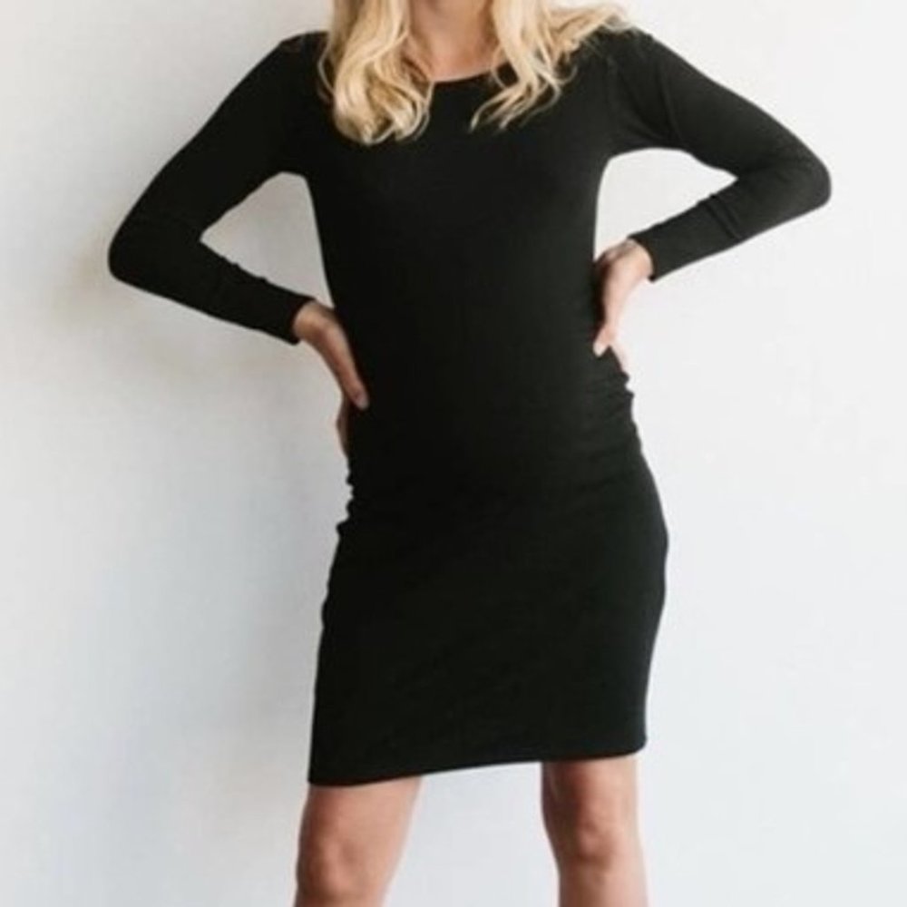 Storq Maternity Long Sleeve Black Mini Dress